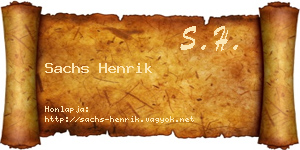 Sachs Henrik névjegykártya